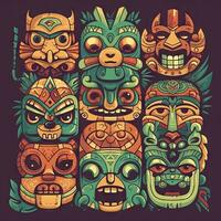 authentiek mayan maskers en Indisch totems een kleurrijk eerbetoon naar mythologie foto