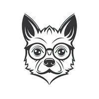 hoektand chique een hond met wimpers en bril in een minimaal grafisch stijl foto