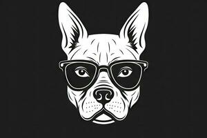 hoektand chique een minimalistische grafisch ontwerp van een honden gezicht met wimpers en bril foto