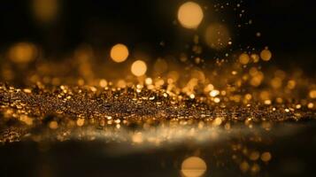 gouden fonkeling bokeh achtergrond voor feestelijk gelegenheden foto