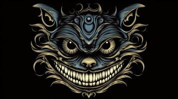 mysterieus Cheshire kat grijnzend in de donker foto
