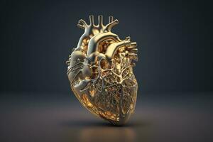 realistisch 3d geven van een medisch anatomisch hart Aan zacht studio achtergrond foto