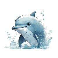 minimalistische digitaal tekening van een schattig dolfijn Aan wit achtergrond foto