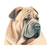 minimalistische Chinese sharpei waterverf schilderij in zacht pastel kleuren foto