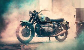 dromerig motorfiets achtergrond met kopiëren ruimte foto