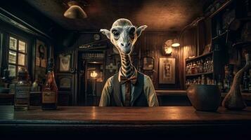 dieren drinken Bij de bar Dhr lang nek net zo de barman foto