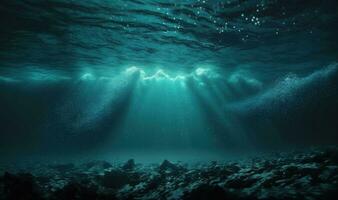 ondergedompeld in blauw naadloos oceaan golven met micro deeltjes foto