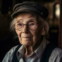 ouderen vrouw locomotief ingenieur Bij werk foto