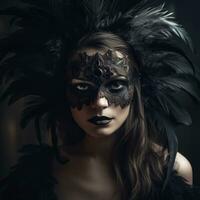 gevederde fantasie portret van een donker vampier vrouw foto