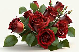 levendig rood roos boeket Aan wit achtergrond foto