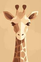 zoet baby giraffe illustratie Aan licht bruin achtergrond foto