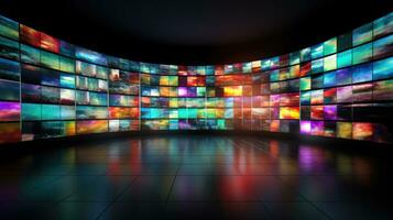 digitaal media muur van schermen een filmische concept foto