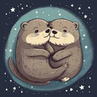 knus otters slapen onder de sterren foto