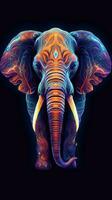 neon olifant Aan donker achtergrond generatief ai foto