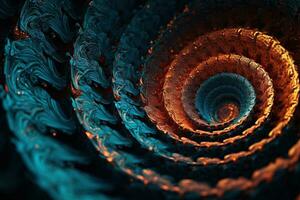 abstract fractal patronen en spiralen in zeer gedetailleerd filmische schot ai gegenereerd foto