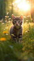 aanbiddelijk katje genieten van zomer ai gegenereerd foto