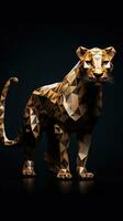luipaard meetkundig origami Aan donker achtergrond generatief ai foto