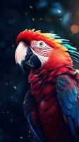 kleurrijk papegaai collage Aan donker achtergrond ai gegenereerd foto