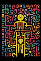 neptunisch doodles een minimalistische bekroond beeld in de stijl van keith haring ai gegenereerd foto