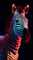 glitched zebra Aan donker achtergrond generatief ai foto