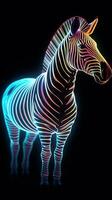 neon zebra Aan donker achtergrond ai gegenereerd foto