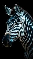 silhouet van zebra Aan donker achtergrond ai gegenereerd foto