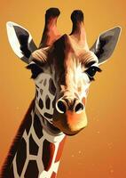 bevallig giraffe hoofd illustratie generatief ai foto