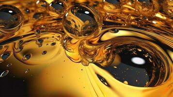 biologisch gouden vloeistof bubbel en stroom artwork generatief ai foto