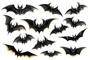 spookachtig halloween stickers geïsoleerd vleermuizen Aan wit achtergrond ai gegenereerd foto