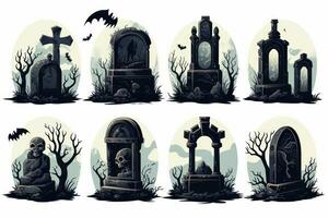 spookachtig halloween stickers met afschuwelijk grafstenen ai gegenereerd foto