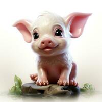 aanbiddelijk baby varken in Disney stijl clip art Aan wit achtergrond ai gegenereerd foto