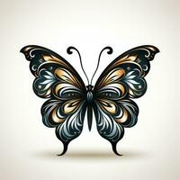 groot vlinder silhouet met klein harten Aan wit achtergrond ai gegenereerd foto