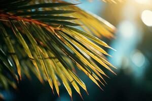 detailopname van groen palm blad in natuur ai gegenereerd foto