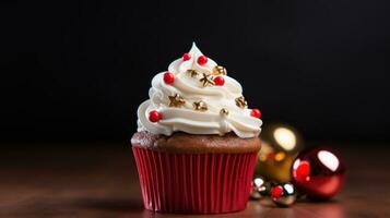 minimaal voedsel Kerstmis banier ai gegenereerd foto