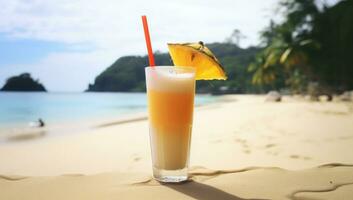 verfrissend drankjes Bij de strand in san Martin ai gegenereerd foto