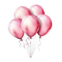 kleurrijk waterverf roze ballonnen clip art Aan wit achtergrond ai gegenereerd foto