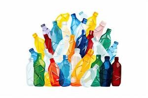 stack van plastic flessen Aan minimalistische achtergrond ai gegenereerd foto