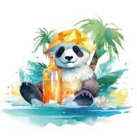miniatuur tekens panda in de zomer zon ai gegenereerd foto