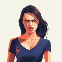 boos vrouw in vlak minimalistisch animatie ai gegenereerd foto
