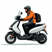 Mens rijden elektrisch scooter in vlak minimaal stijl ai gegenereerd foto