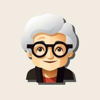 ouderen vrouw in vlak minimalistisch animatie ai gegenereerd foto
