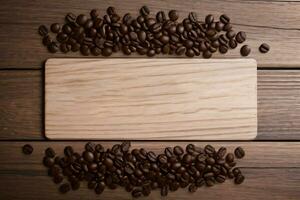 koffie bonen Aan de houten tafel banier sjabloon foto