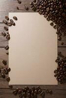 koffie bonen Aan de houten tafel banier sjabloon foto