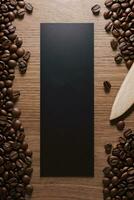 koffie bonen Aan de houten tafel banier sjabloon foto