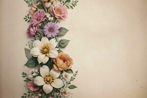 wijnoogst papier met bloemen structuur achtergrond foto