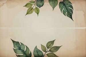 wijnoogst papier met bladeren structuur achtergrond foto