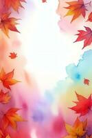 waterverf achtergrond voor tekst met herfst vallen bladeren foto