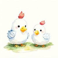 waterverf kinderen illustratie met schattig chiken clip art foto