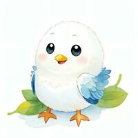 waterverf kinderen illustratie met schattig vogel clip art foto