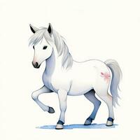 waterverf kinderen illustratie met schattig paard clip art foto